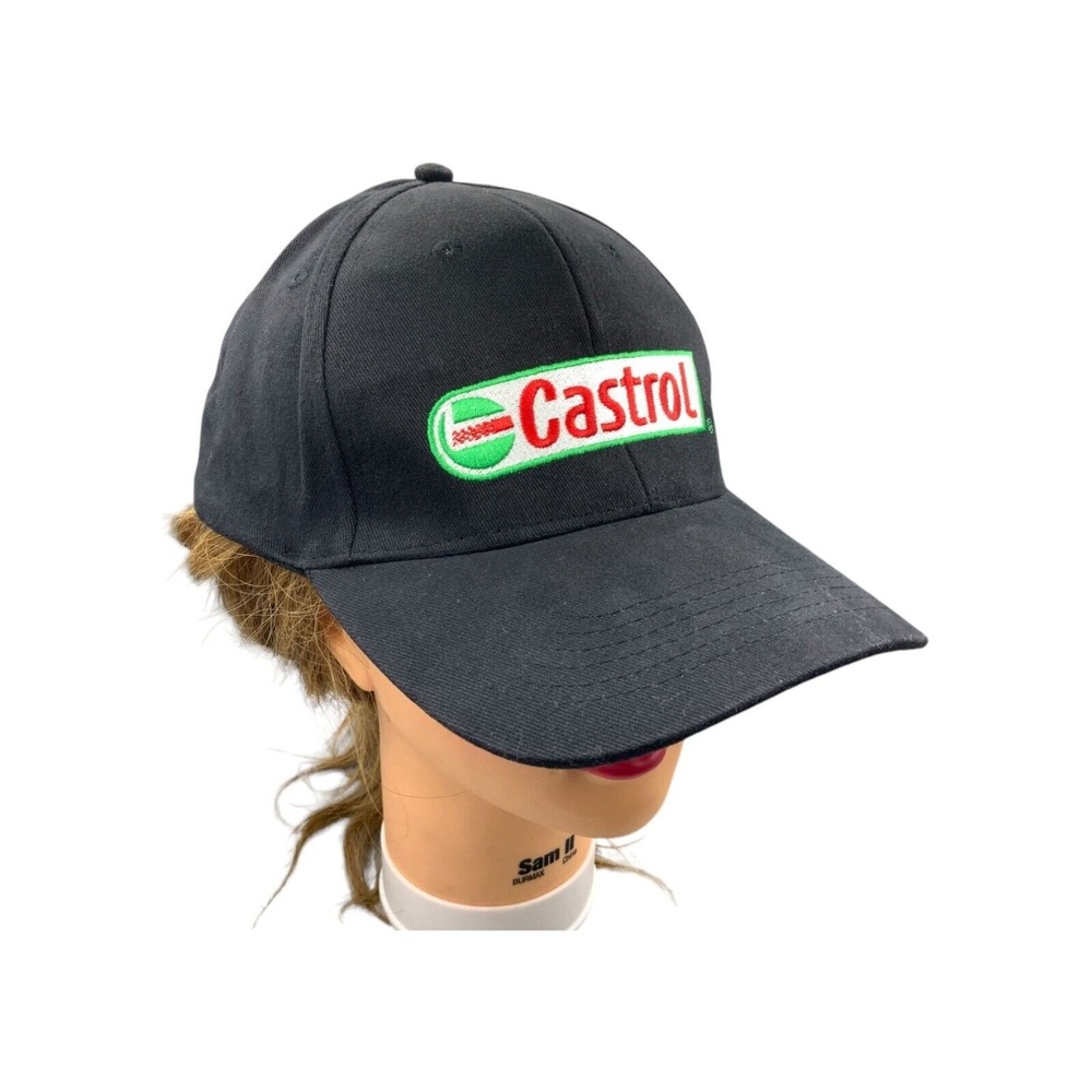 Castrol Oil Racing Baseball Cap Hat Black Embroidered Logo Adjustable Strap